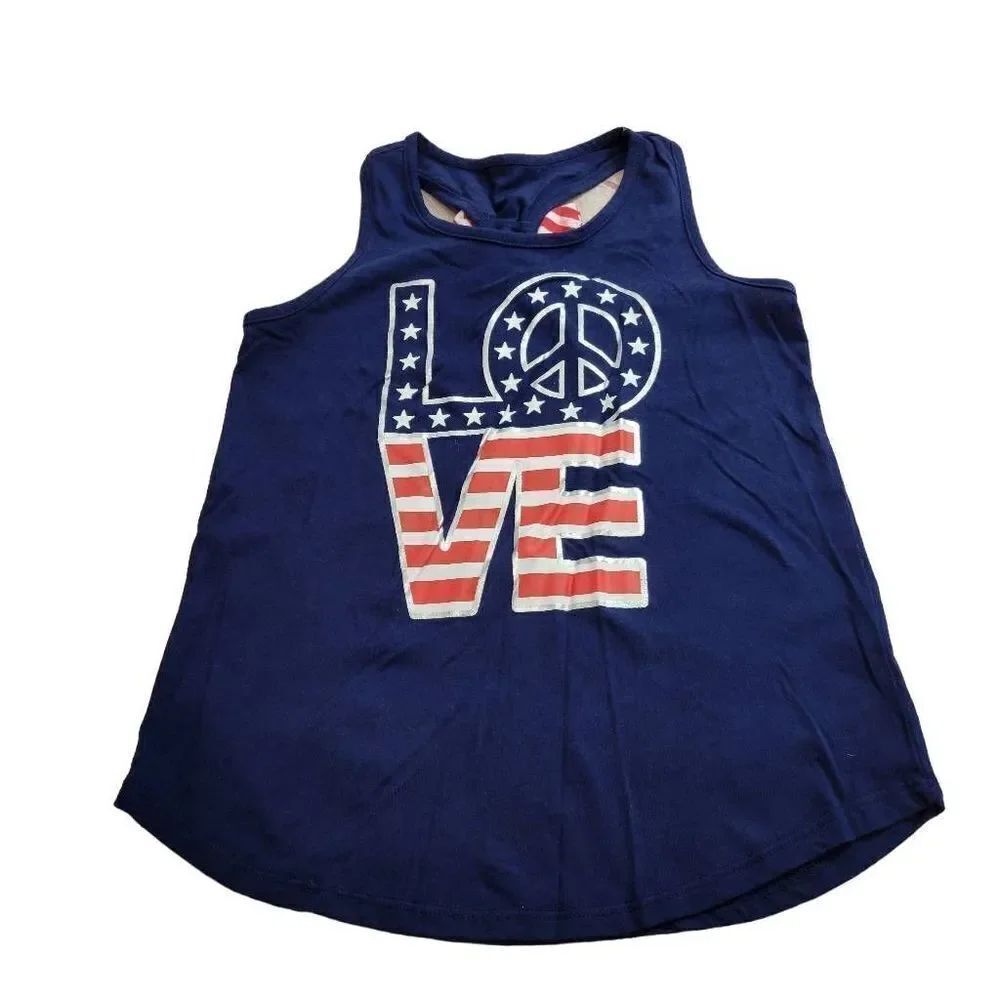 Love Peace patriotic tank top 12/14